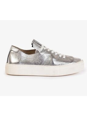 Leather Metallic Silver Low-Top Women's Sneakers Platform Ateliers 39 9